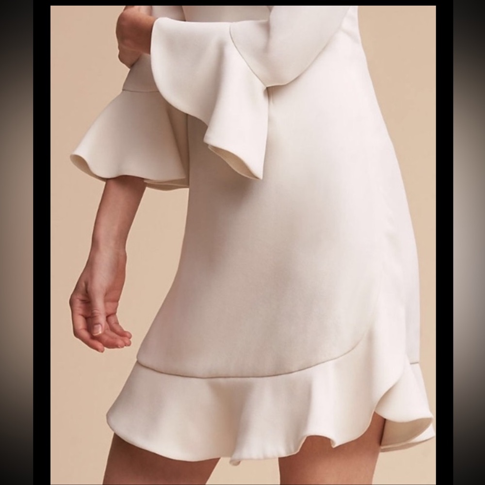 JILL STUART BHLDN Anthropologie Jenny Dress White Flutter Mini